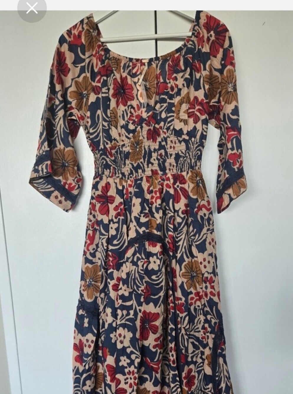 Free People-S-Printed Dixie Maxi Dress in the vintage indigo combo colorway - Picture 4 of 10